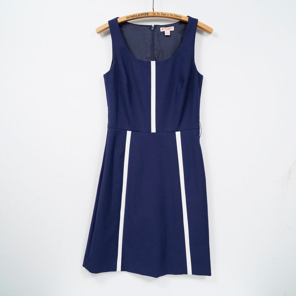 Brooks Brothers Red Fleece Fit & Flare Dress Navy White Sleeveless Size 2